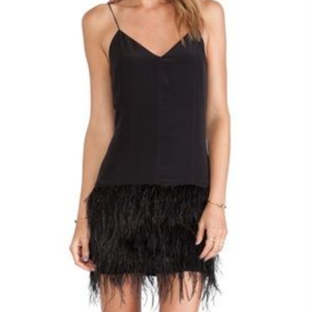 Michael Michael Kors Feather Embroidered Jersey Slip mini Dress black small